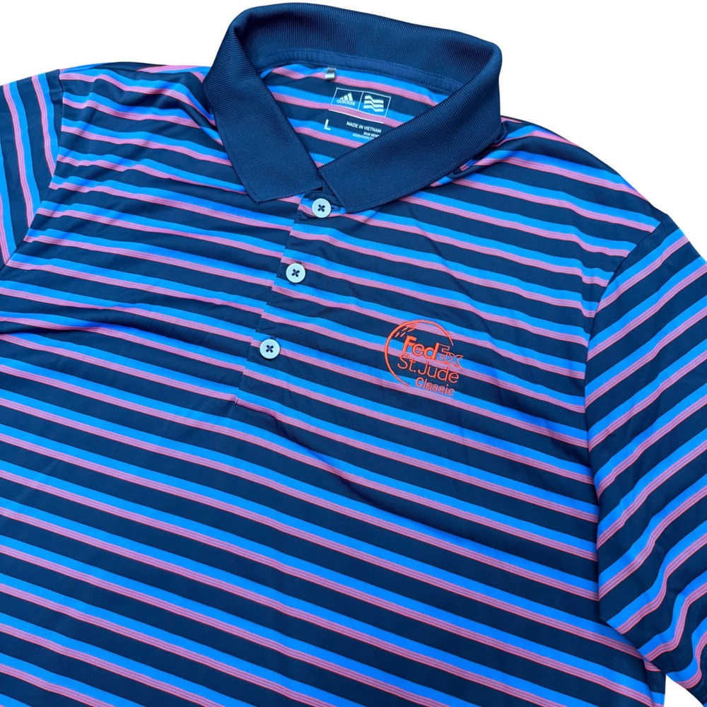Adidas Golf Polo Shirt Mens Large Blue FedEx St Jude Classic TPC Southwind